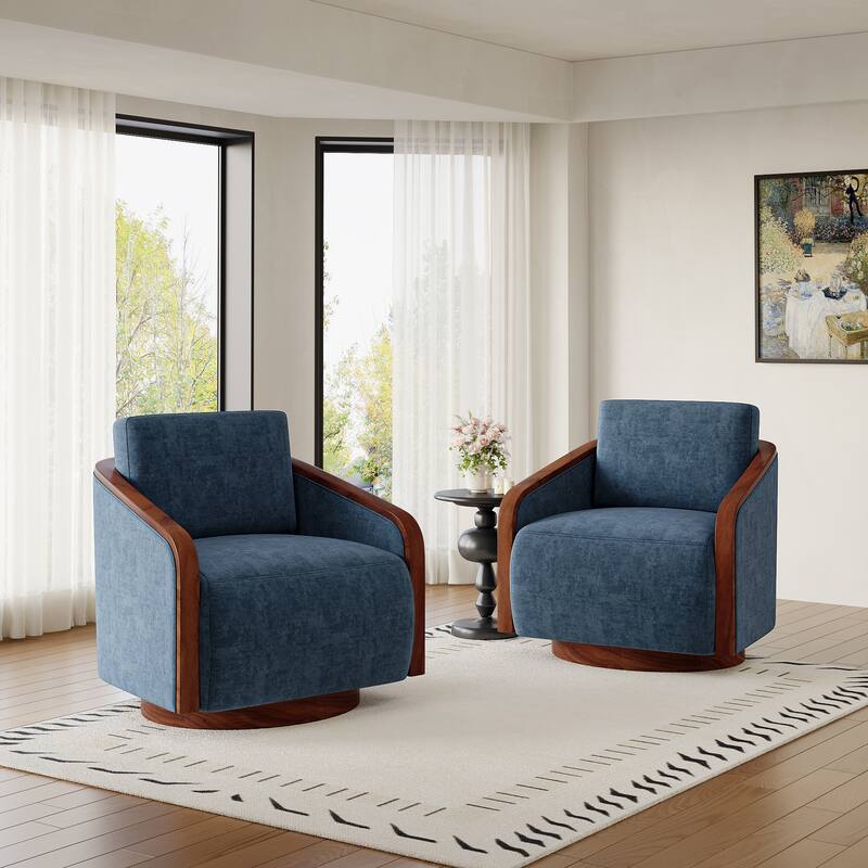 Modern Upholstered Swivel Accent Chair Set of 2