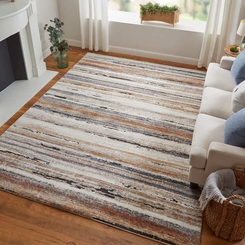 Grand Bazaar Odera Machine Made Stripes Modern Area Rug