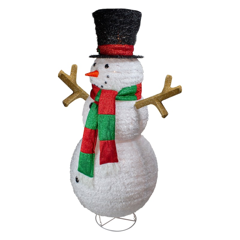 60" Lighted Tinsel Snowman Outdoor Christmas Decoration - 60