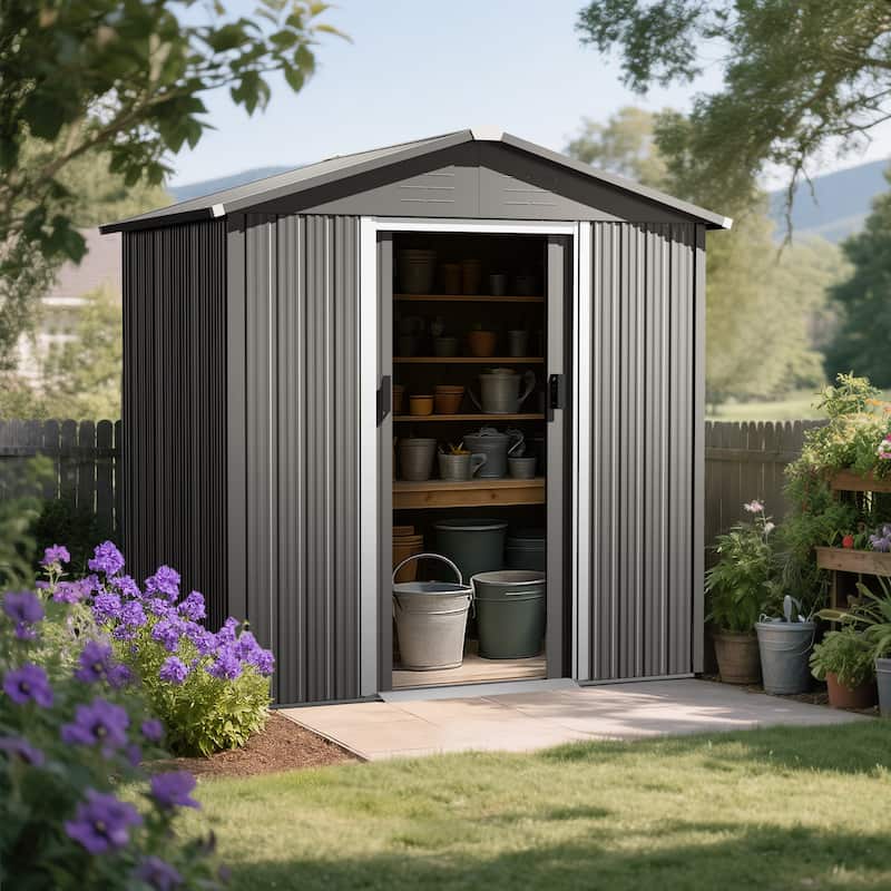 Metal Outdoor Garden Shed Storage Tool Shed with Sliding Doors