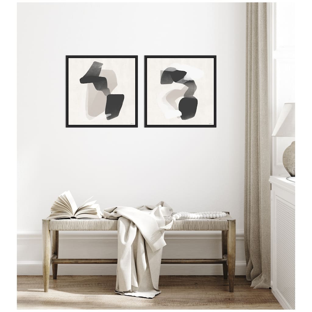 Kate and Laurel Abstract Neutral 01 & 02 2 Piece Framed Canvas Wall Art Set by Gabrielly Guedes