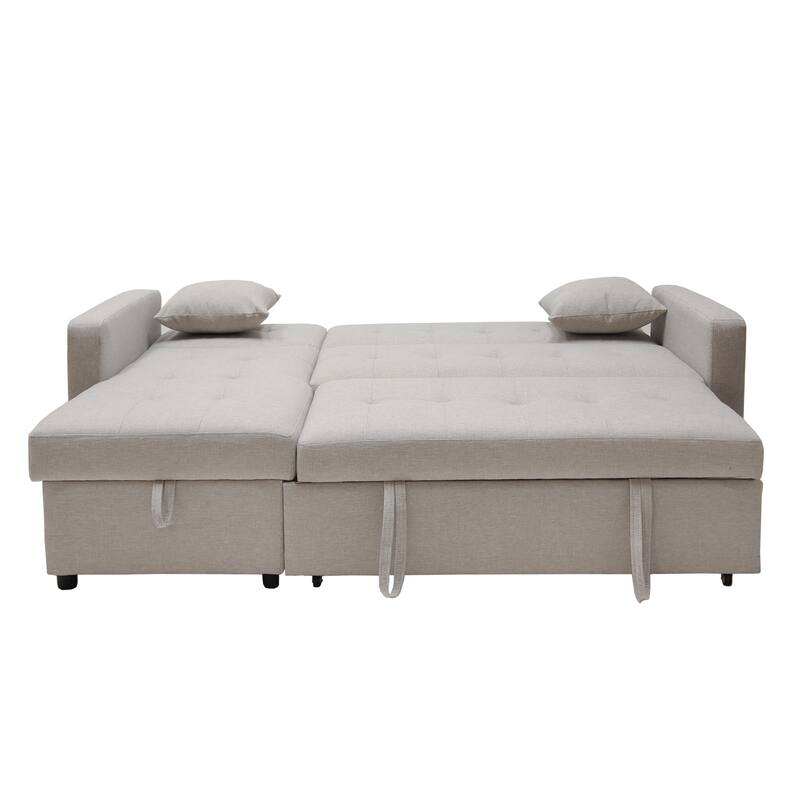 Convertible Linen Sleeper Sofa Couch with Storage Bedroom Futon Loveseat Sofa Bed