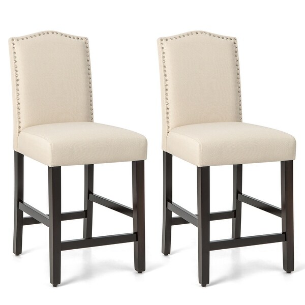 Costway Set of 2 Upholstered Bar stools 25 Counter Height Chairs See Details On Sale Bed Bath Beyond 36992683