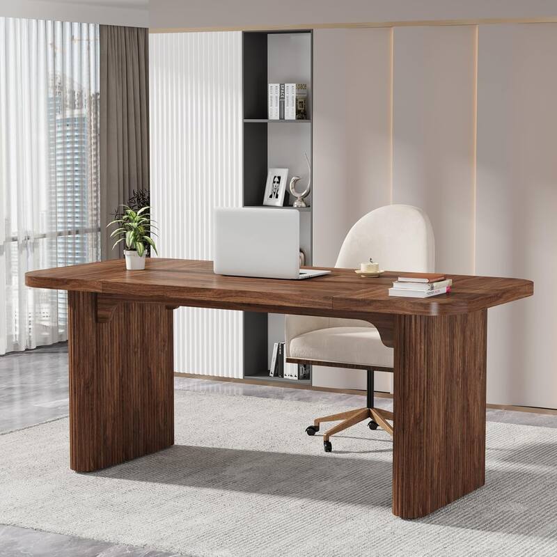 62-Inch Wood Rectangular Executive Desk Large Modern Conference Table for Home Office Boardroom