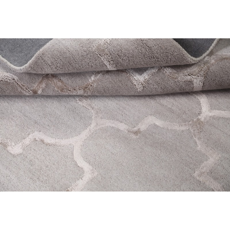 Modern Wool/ Silk Trellis Oriental Home Decor Area Rug Hand-Tufted - 4'0" x 6'0"
