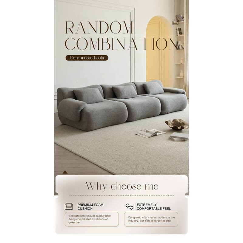 Modular Sectional Sofa, Compressed Sectional Sofa Modern Minimalist Style Couch, Bedroom, Comfy Compressed Sofa Couch
