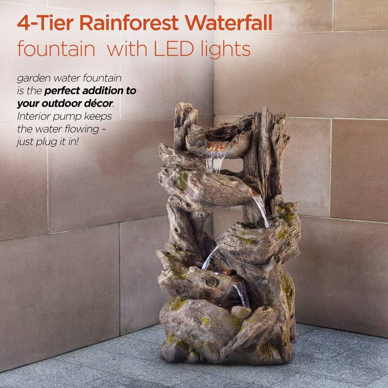 Curved Log Rainforest w/ LED light