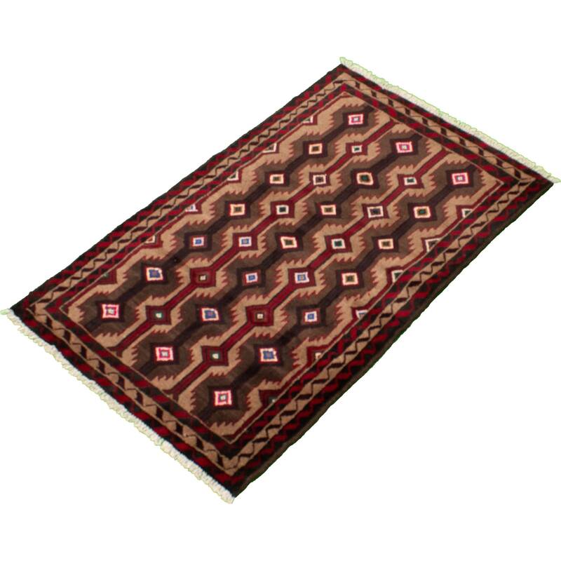 Hand-knotted Rizbaft Tan Wool Rug - 3'4" x 5'6"/3'4 x 5'6