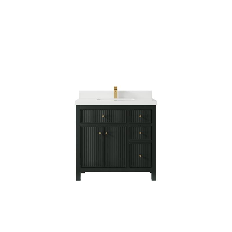 Willow Collections 36 in W x 22 in D Sonoma Center Sink Free Standing Reeded Bathroom Vanity with Countertop