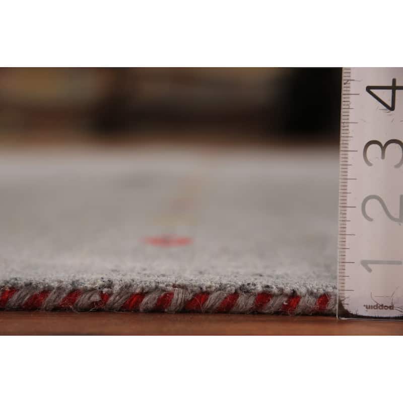 Tribal Gabbeh Area Rug Handmade Grey Wool Carpet - 5'8" x 7'8"