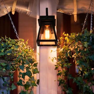 Kania 1-light Modern Black Lantern Outdoor Sconce Dimmable Exterior Wall Lighting