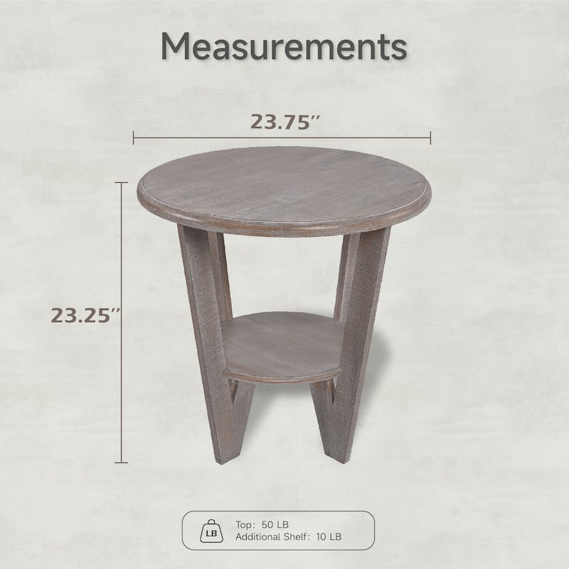 COZAYH Rustic Farmhouse End Table with Storage Shelf