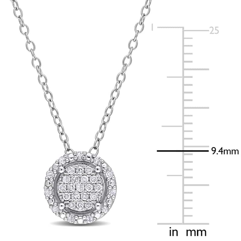Miadora 1/6ct TDW Diamond Clustered Halo Necklace in Sterling Silver