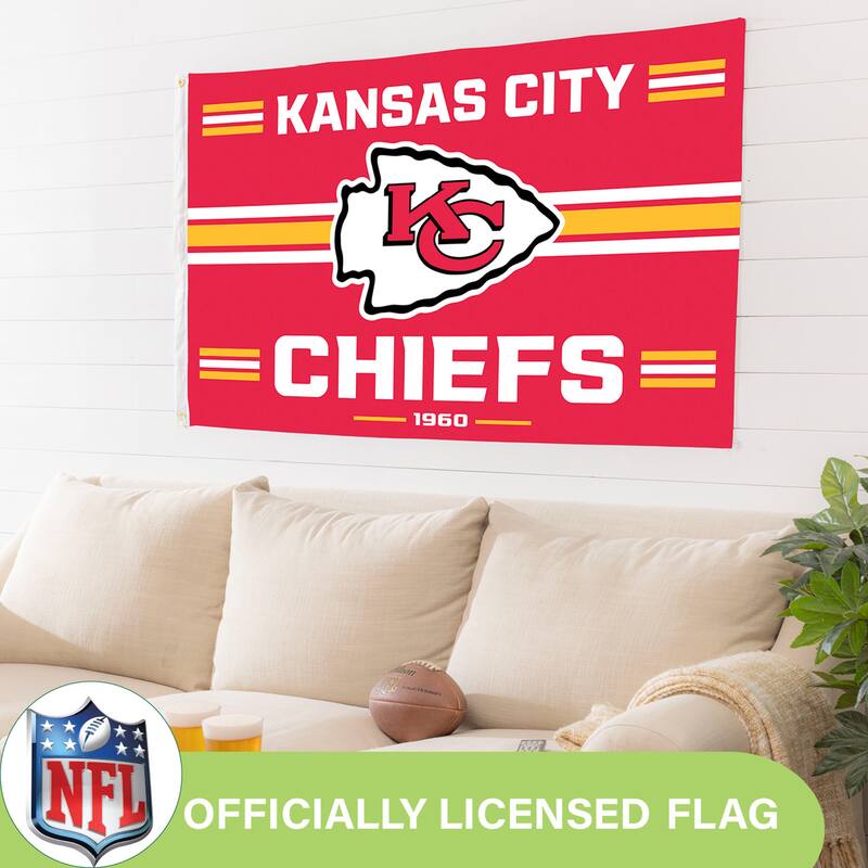 Kansas City Chiefs Single Sided Flag w/ 2 Grommets, 3'x5'