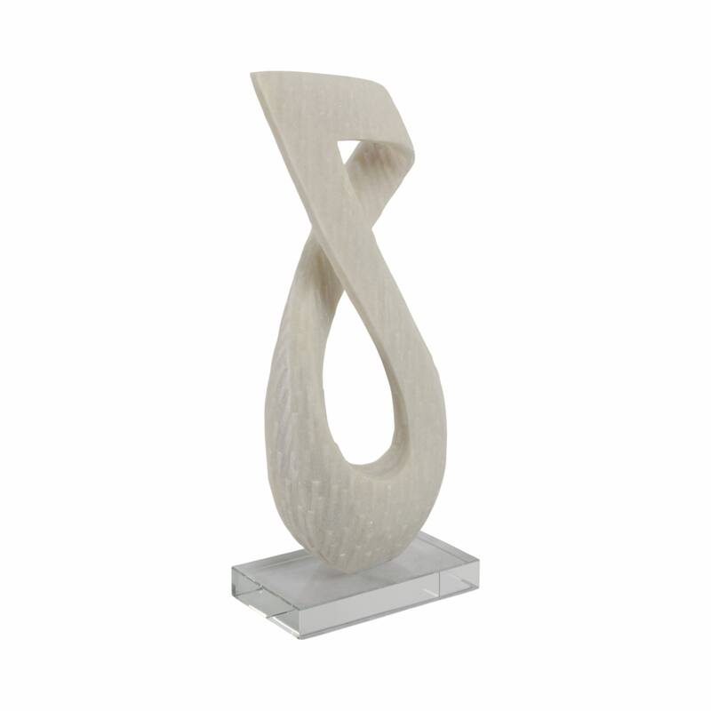 Resin Glass Decorative Object with Abstract Twist Design - 19" White - 8" x 5" x 19"
