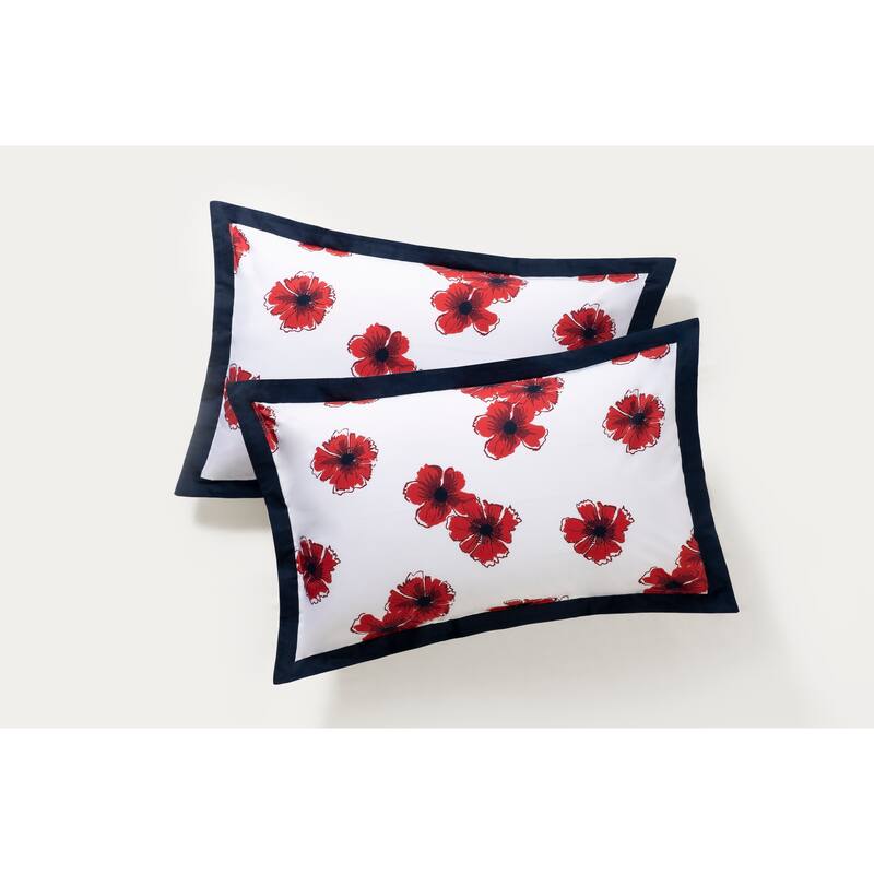 Brooks Brothers Poppy Hawaiian Cotton Percale Sham Case Pair - Queen