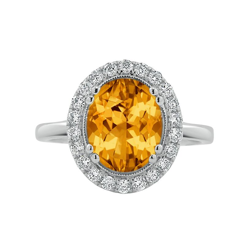 Auriya Vintage 2 5/8ct Oval Citrine and Halo Diamond Engagement Ring 1/3ctw 14k Gold