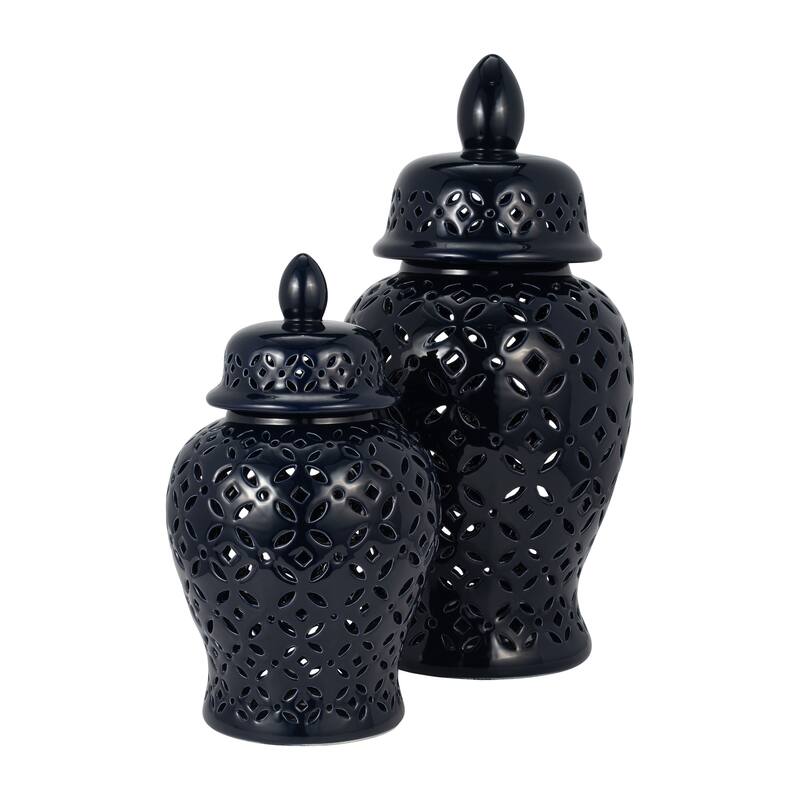 Sagebrook Home Neutral Ceramic Temple Ginger Jar