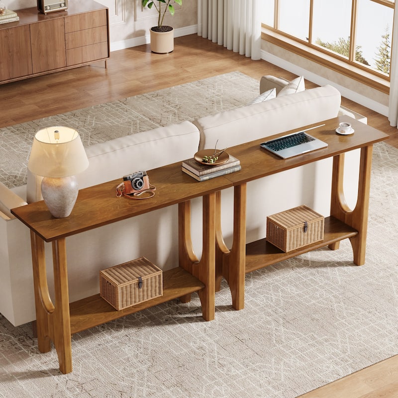 41.33'' Console Table with Solid Wood Legs, Farmhouse Sofa Table with Storage