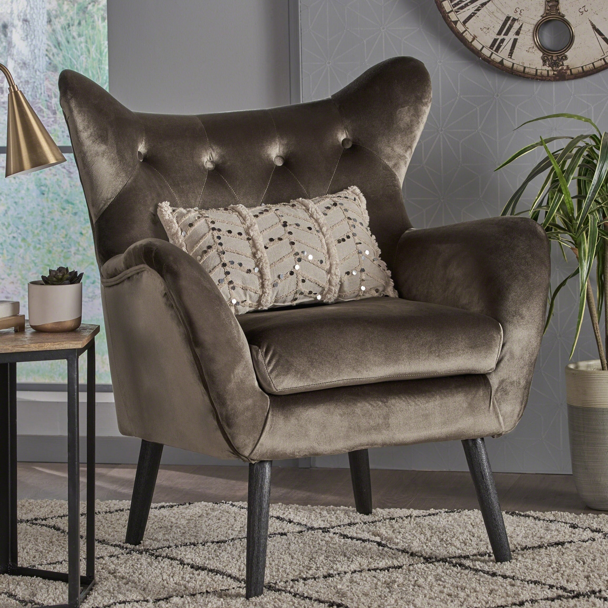 Alyssa velvet arm sale chair