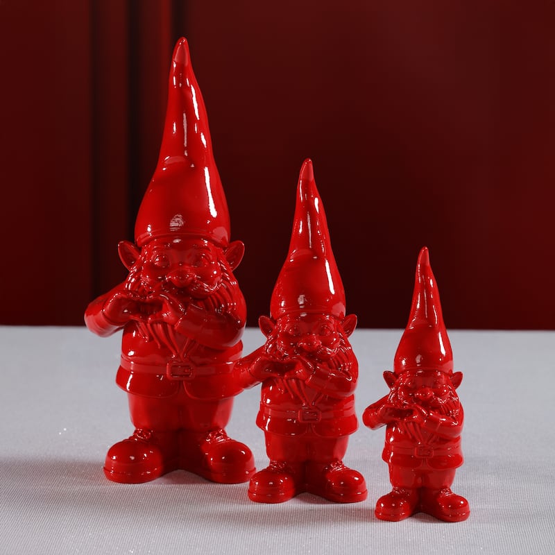 Whimsical Fun Gesture 9" Tall Gnome Holiday Tabletop Figurines, Set of 2
