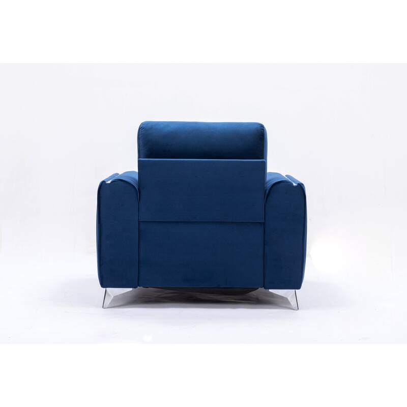 Modern 38" Velvet Upholstered Accent Chair with Polished Chrome Trim Legs and Vertical Pleated Design