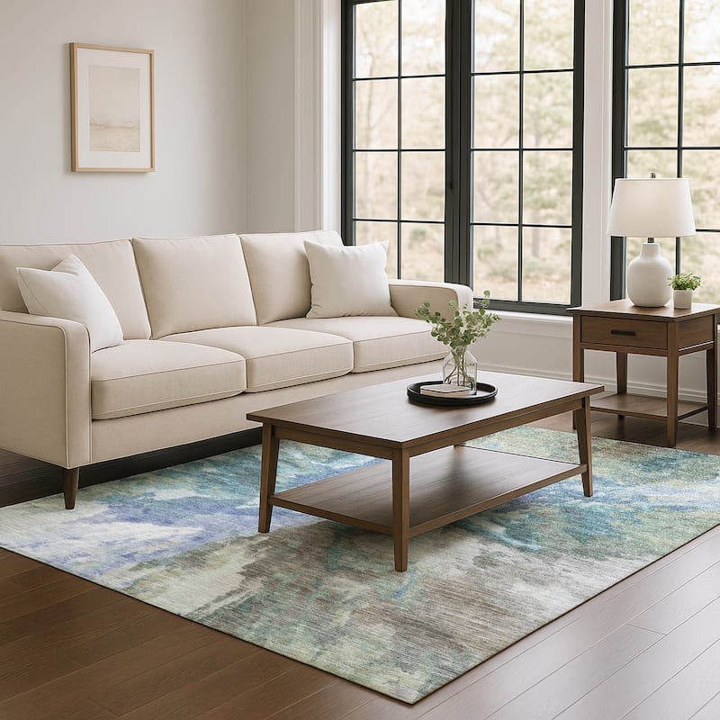 Premium Washable Super Soft Abstract Burst Mayfield Rug - Blue - 10' x 14'