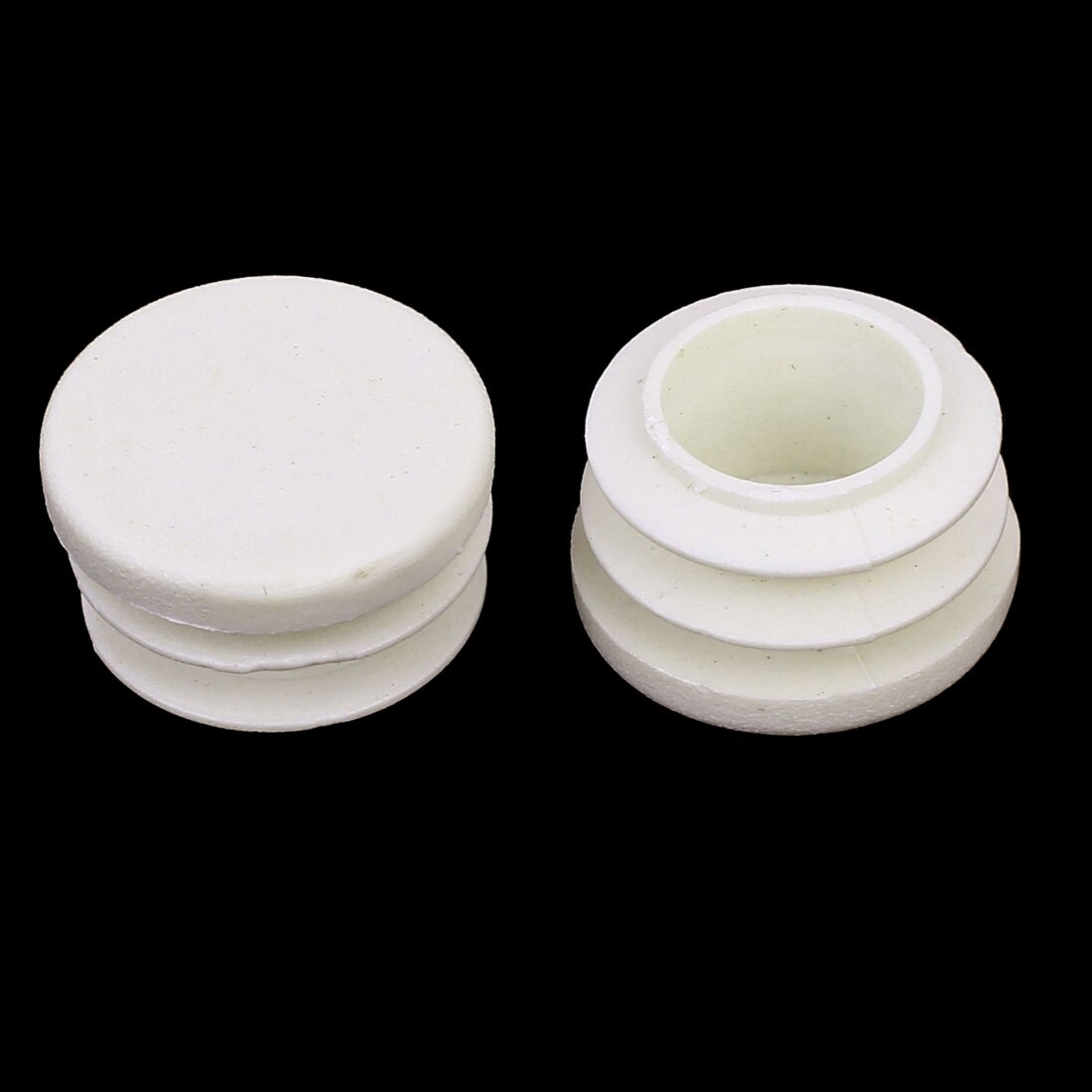 22mm Dia Plastic Blanking End Cap Round Ribbed Tube Insert White 10pcs 