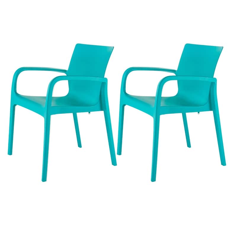 Alissa Resin Stackable All-Weather Dining Armchair, Set of 2 - Turkish blue