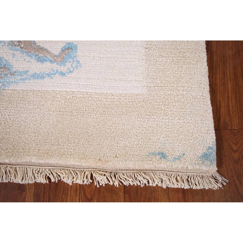 Striped Modern Abstract Foyer Rug Hand-Knotted Wool Carpet - 2'8" x 4'11"