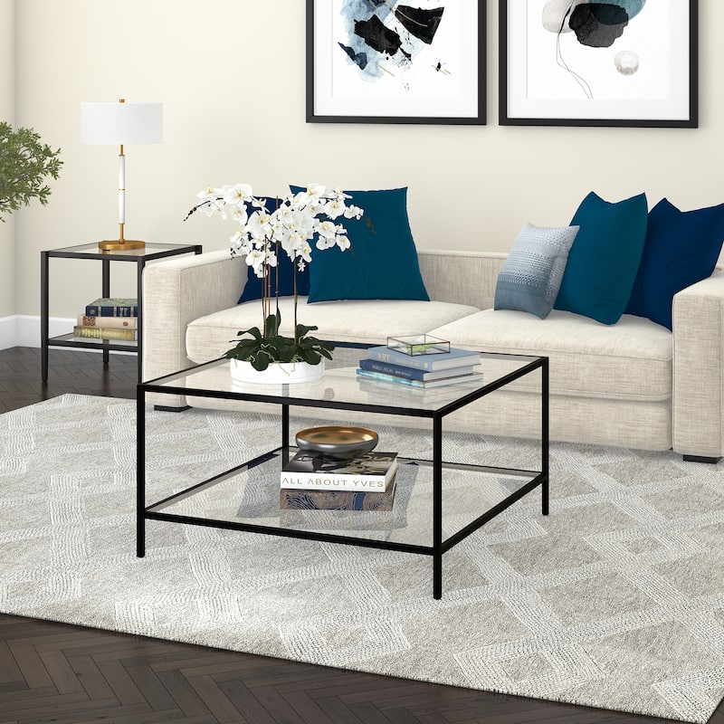Sivil 32" Square Coffee Table with Shelf