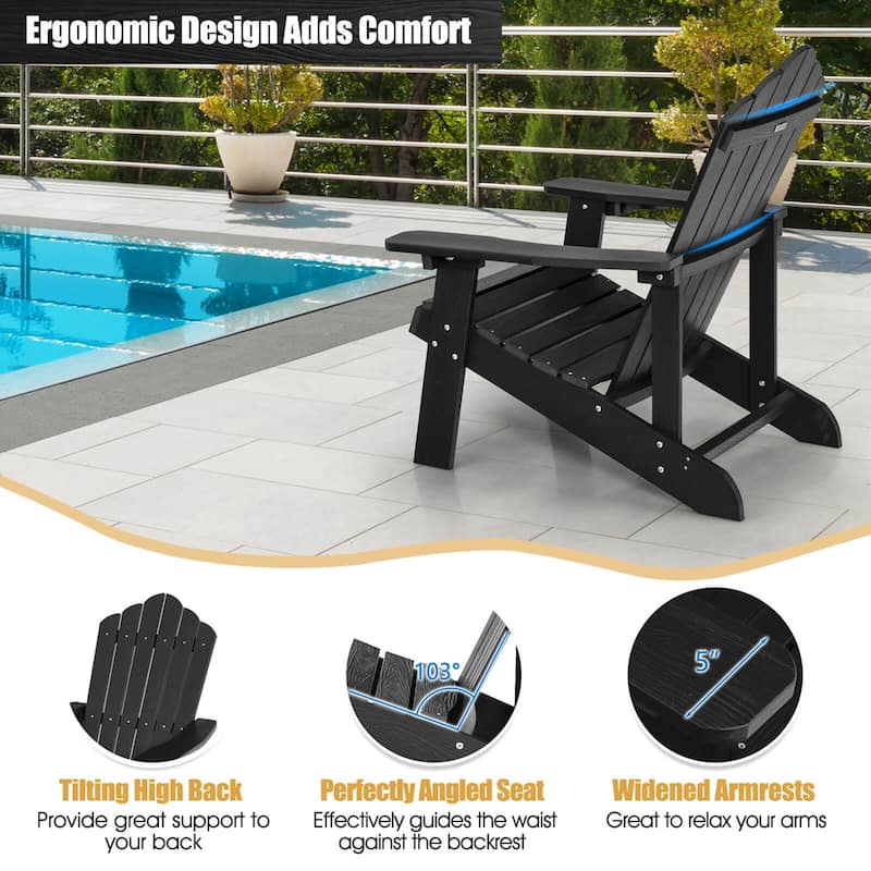 Multicolor Adirondack Chair Patio Lounge Chairs w/ Cup Holder &Cushion