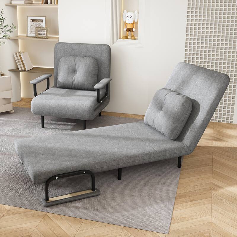 Folding Sofa Bed 3-in-1 Convertible Chair, Lounge Chair with 5-Position Adjustable Backrest, Sleeper Bed with Pillow