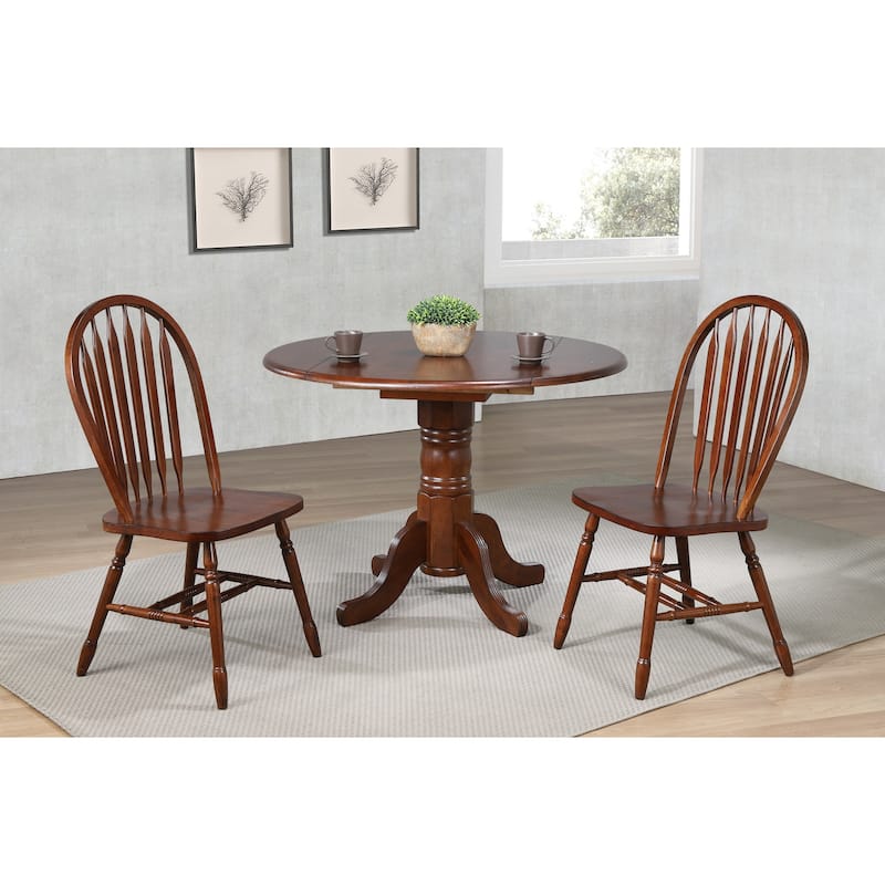 Extendable Dining Set 42" Round Table & 2 Retro Chairs - Art Deco Style