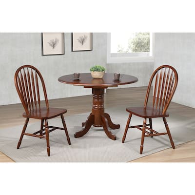 Extendable Dining Set 42" Round Table & 2 Retro Chairs - Art Deco Style