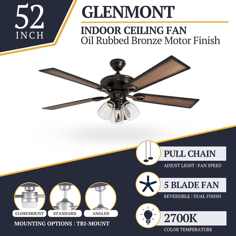 The Gray Barn Hanley Hill Rustic 3-light Ceiling Fan in Oil Rubbed Bronze