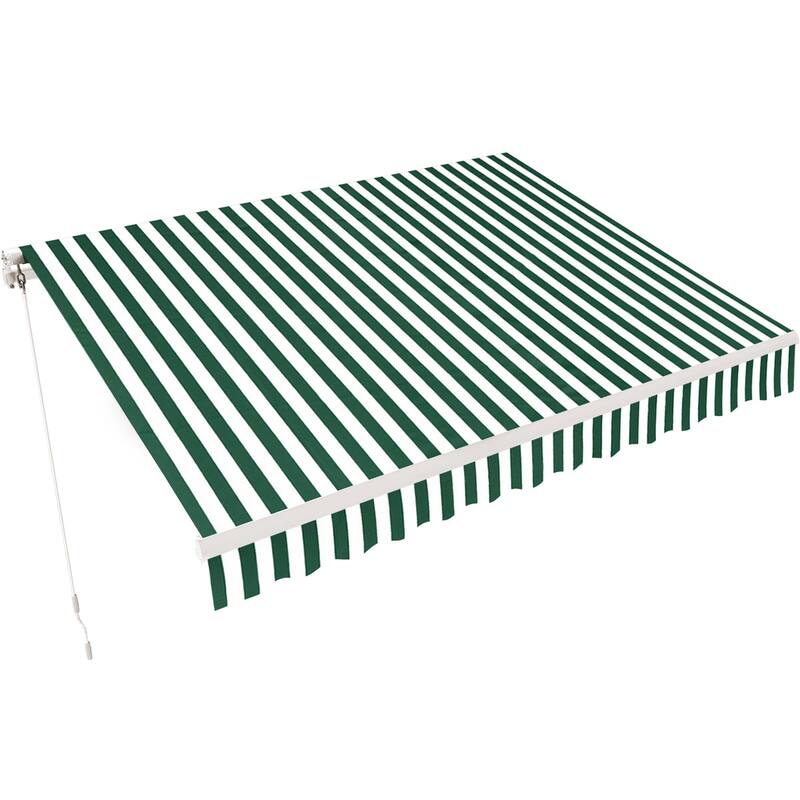MCombo10x8Feet Manual Retractable Patio Door Window Awning Sunshade Shelter Outdoor Canopy - Green/White