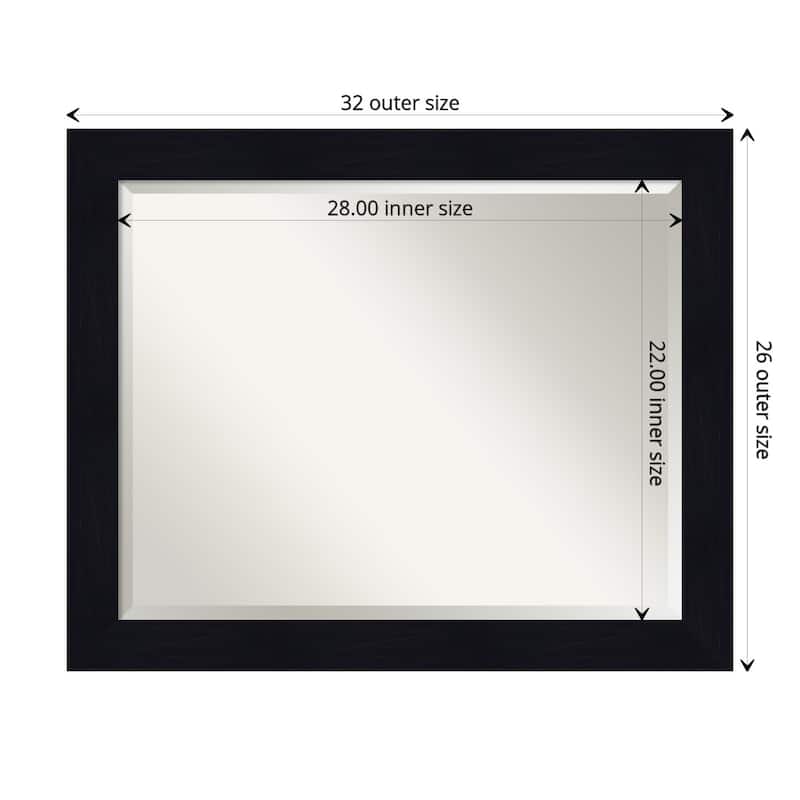 Beveled Wood Wall Mirror - Shiplap Navy Frame - Outer Size: 32 x 26 in