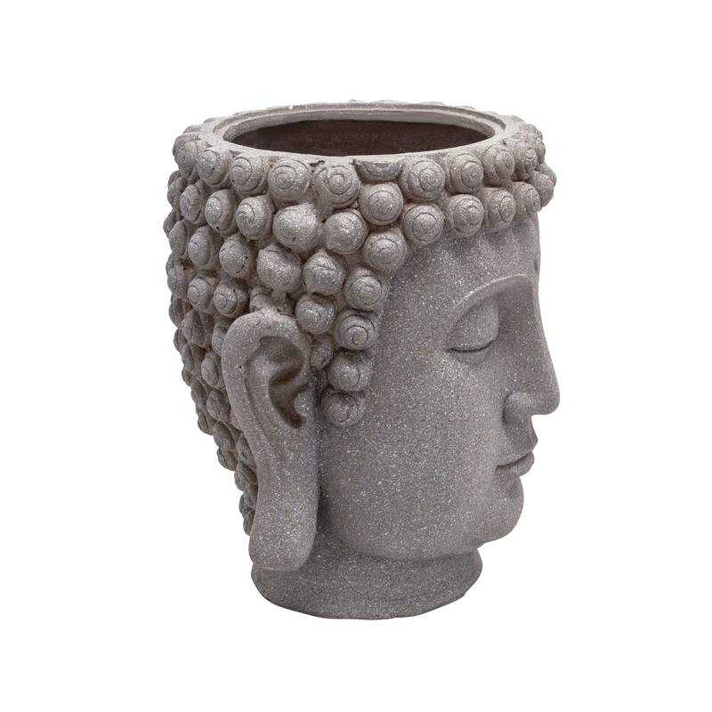 Gray Buddha Head Planter 16.75"H - 14.25" x 14.0" x 16.75"