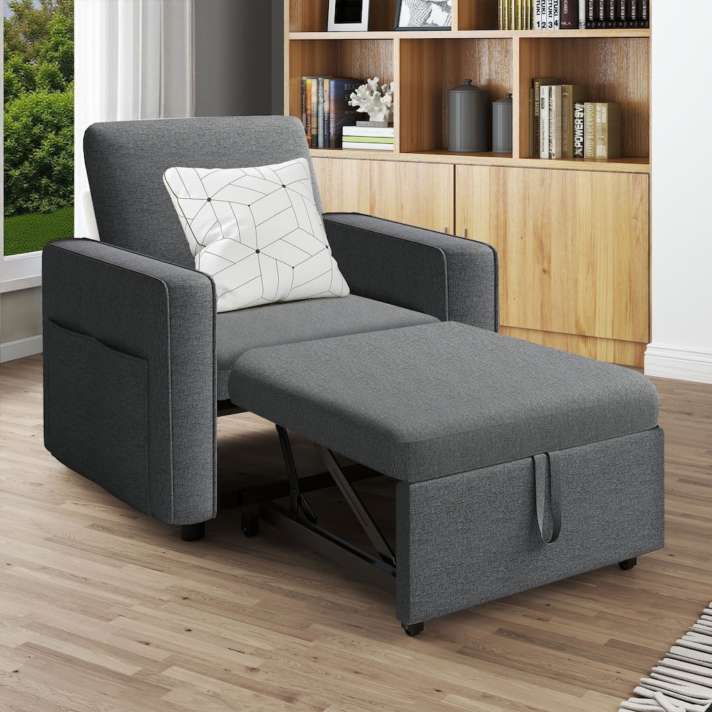 3-in-1 Convertible Sofa Chair Bed with Pull-Out Sleeper and Reclining Lounge for Living Room or Small Space Comfort