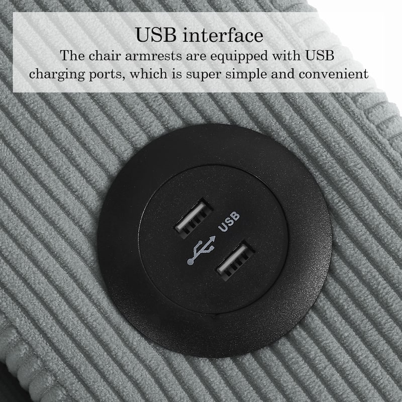 3-in-1 Corduroy Sleeper Sofa Pull-Out Bed Convertible Adjustable Loveseat with USB Port