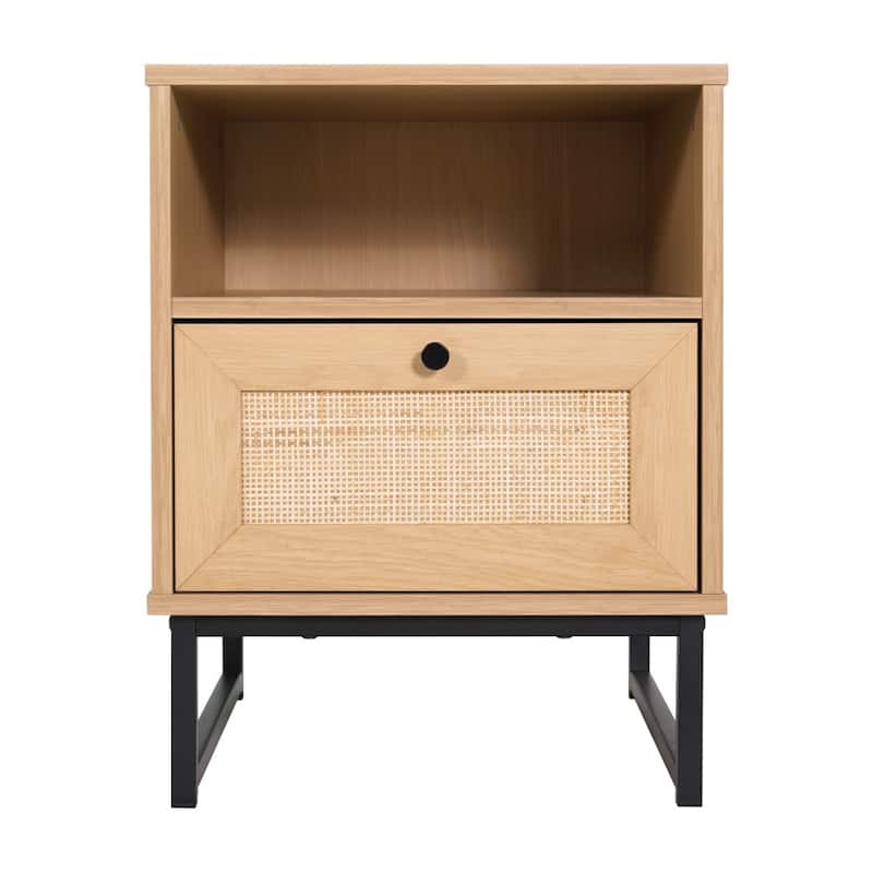 Mid-Century Modern Side Table with Storage Drawer and Shelf - 17"W x 19"D x 22"H