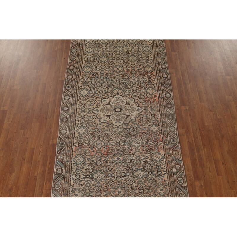 Hamedan Persian Vintage Area Rug Hand-Knotted Wool Carpet - 4'9" x 10'7"