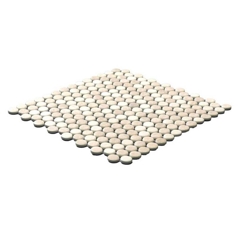 The Tile Life Eterna Penny 12x12 Round Glass Mosaic Floor, Wall & Backsplash Tile