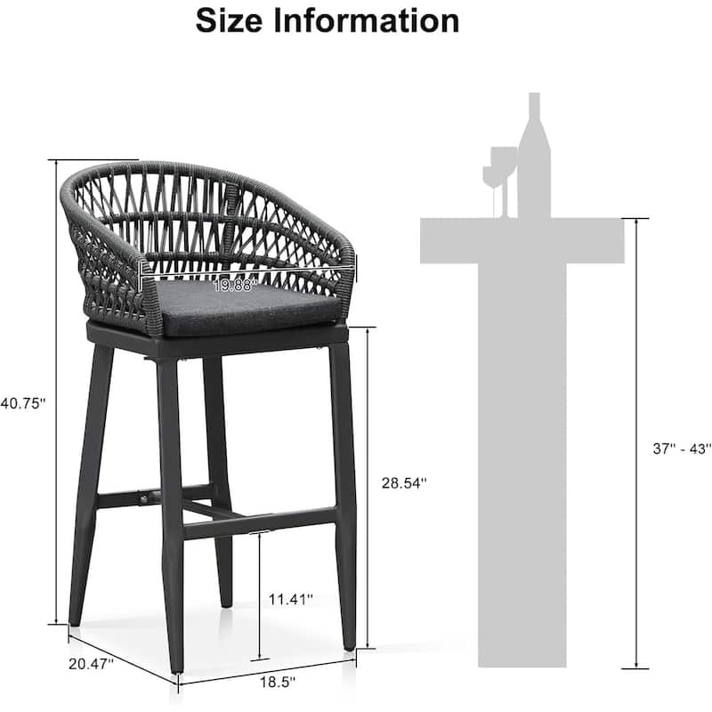 PURPLE LEAF 2 Set of Modern Bar Stool with Backrest and Arm,Cushion Included