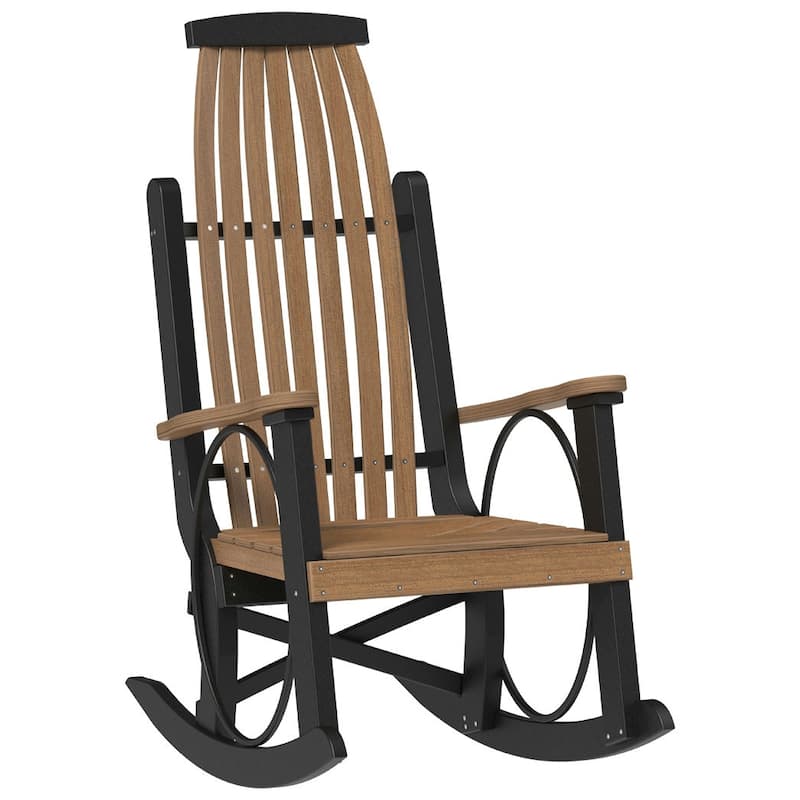 Poly Lumber Grandpa's Rocker - Antique Mahogany Woodgrain & Black