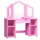 preview thumbnail 7 of 5, Kids Vanity Table Makeup Dressing Table with Four Storage Shelves Pink