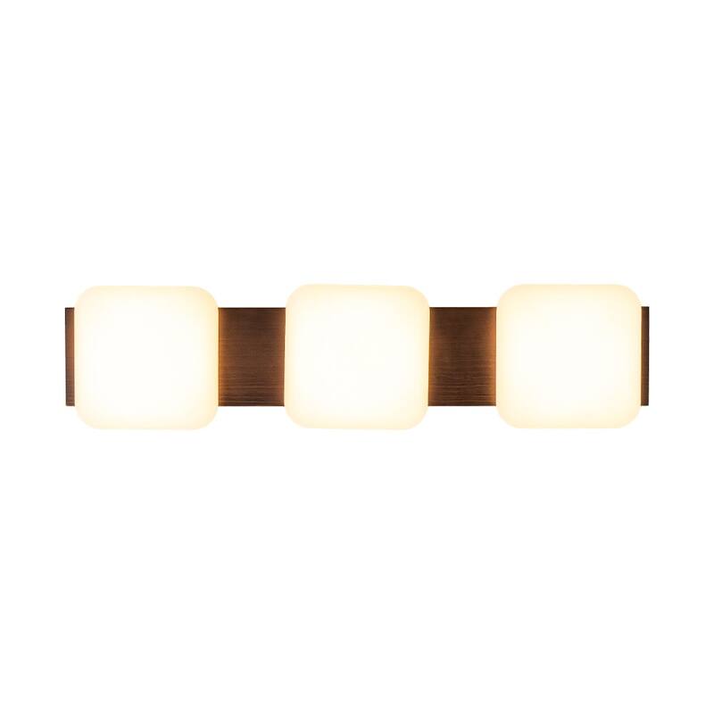 Modern Faux Walnut Wood Grain 3-Light Dimmable LED Flush Mount - 30.7 in