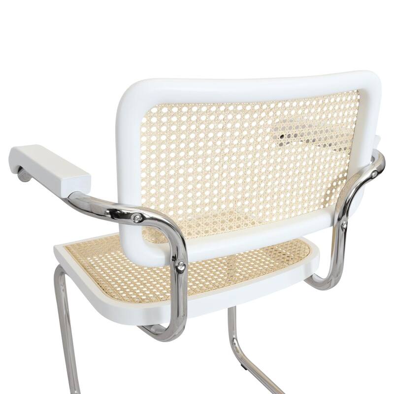 Breuer Chair Company Marcel Breuer Cesca Cane Cantilever Armchair Arm Chair w/ Chrome Steel Frame (Various Wood & Cane Colors)