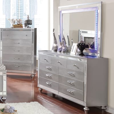 Derc Contemporary 2-piece 7-Drawer Dresser and Mirror Set by Furniture of America
